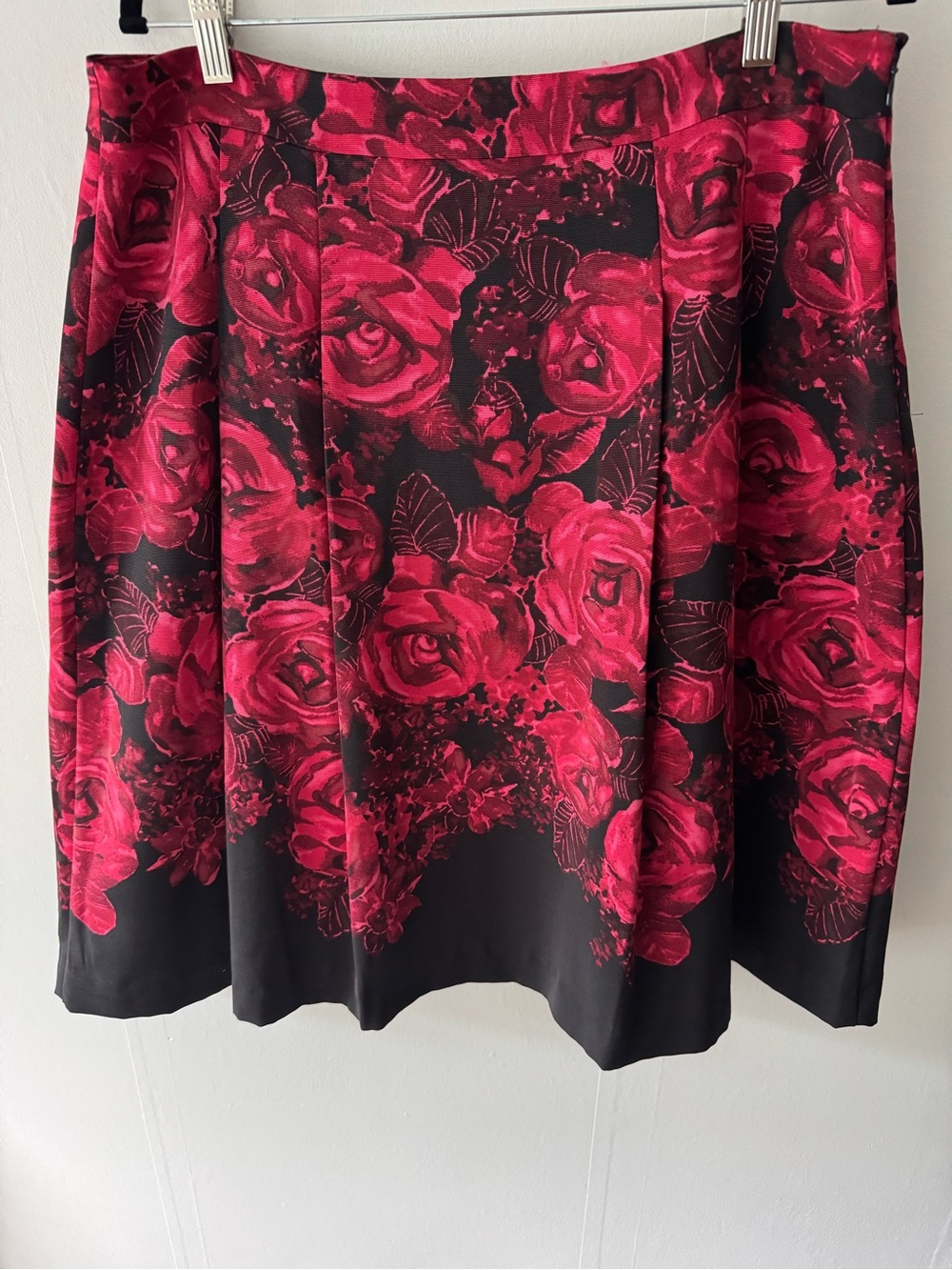 Talbots Black Skirt with Fuchsia Rose Print